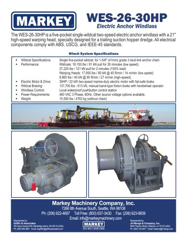 WES-26-30 Custom Dredge Anchor Windlass