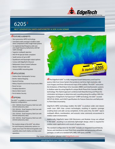 6205 NEXT GENERATION SWATH BATHYMETRY & SIDE SCAN SONAR