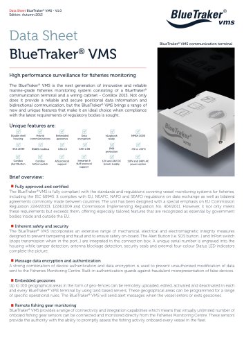 BlueTraker VMS data sheet