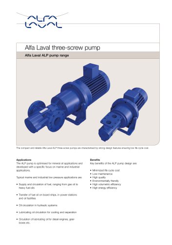 Alfa Laval three-screw pump