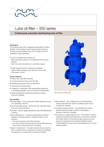 Lube oil filter – 350 series