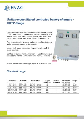 BATTERY CHARGER THREE PHASE 24VDC – CDTV RANGE