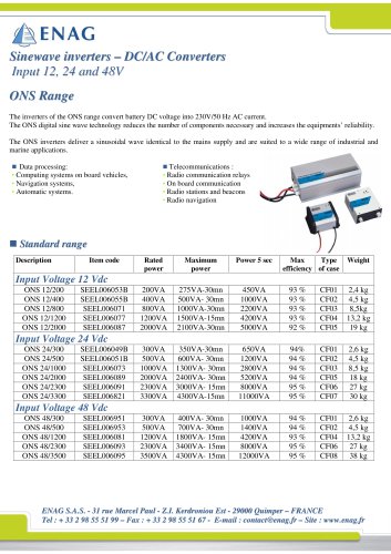 DC/AC SINUS INVERTER – ONS RANGE