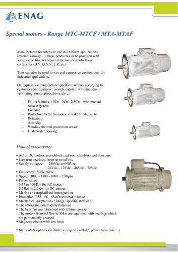 IP56 and IP68 Specifics motors