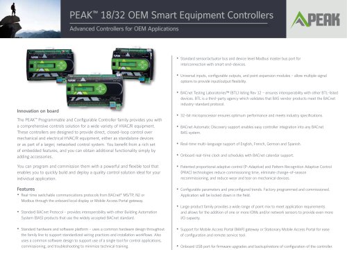 PEAK™ 18/32 OEM Smart Equipment Controllers