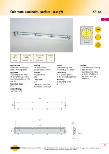 indoor ceiling-mounted luminaire for ships<br>(cold room) 