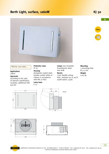 KJ50 Berth Light, surface, 1x 60 W