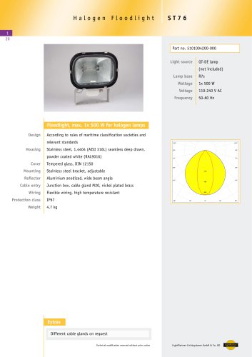 ST76Floodlight for halogen lamps, max 1x 500 W