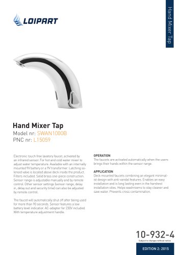 Mixer tap, touch free