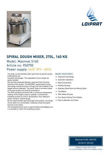 Spiral Dough Mixer 9S0750