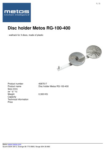 Disc holder Metos RG-100-400