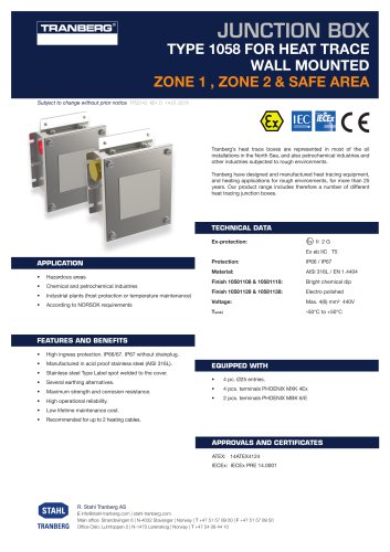 Datasheet TEF 105811 HT JB WM IECEx Pentair