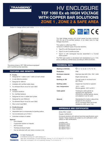 TEF 1060 Ex eb HIGH VOLTAGE WITH COPPER BAR SOLUTIONS