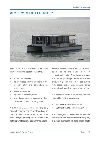 White Paper on Solar Boats