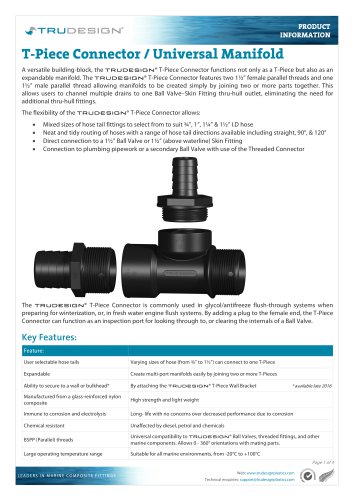 T-Piece Connector 1½" BSP M-F-F