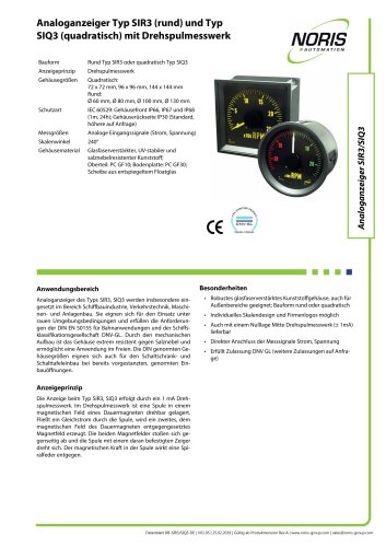 Datenblatt SIR3 SIQ3 - Analoganzeiger mit Drehspulmesswerk