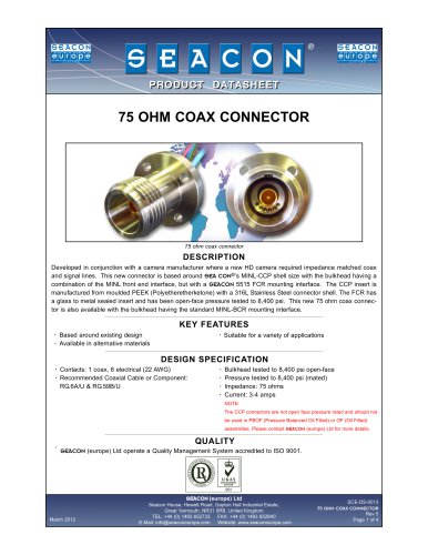 SCE-DS-0013 75 Ohm Coax Connector Rev 5