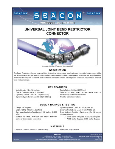 SEACON-DS-0001 Universal Joint Bend Restrictor Rev 2