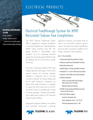 Electrical Feedthrough System for HPHT Horizontal Subsea Tree Completions