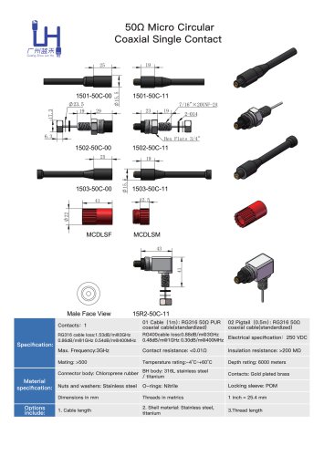 50&Omega; Micro Circular Coaxial Single Contact