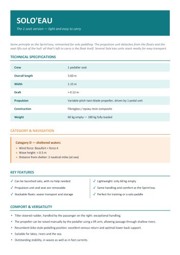 Solo'eau technical sheet