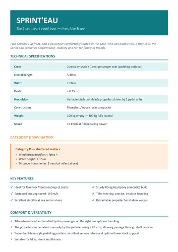 Sprint'eau technical sheet 