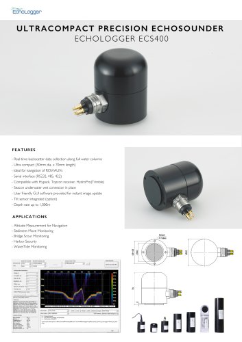 Compact and lightest precision connector type echosounder / Echologger ECS400