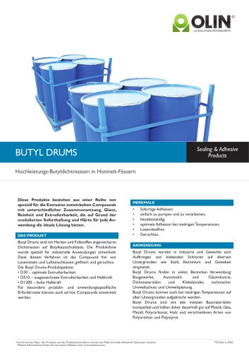 BUTYL DRUMS Hochleistungs-Butyldichtmassen in Hotmelt-Fässern