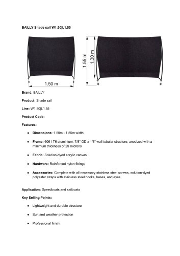Shade sail W1,50 L1,55