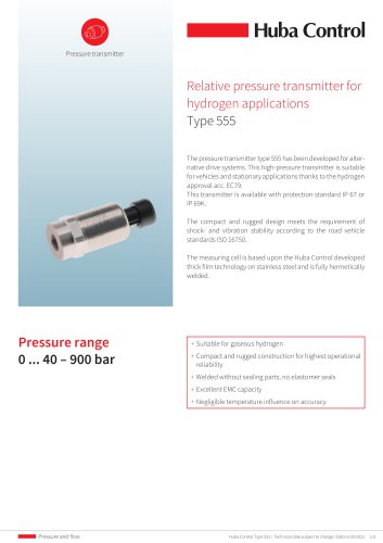 Relative pressure transmitter for hydrogen applications