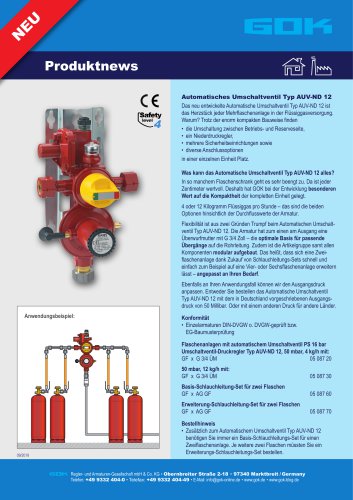 Automatisches Umschaltventil Typ AUV-ND 12